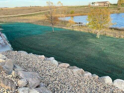 green lawn after hydroseeding by dillons landscaping